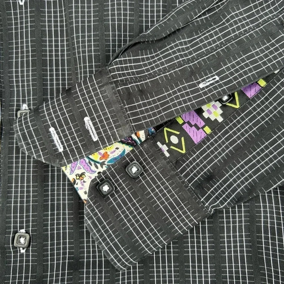 Visconti Uomo Men’s Black Stripe Long Sleeve Button Up Shirt Flip Cuff Size L - Picture 5 of 11